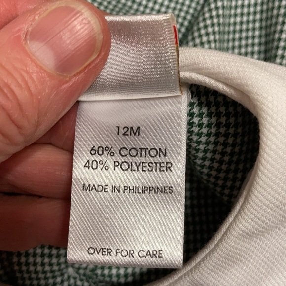 Zu Christmas candy cane green white dogtooth Peter Pan collar dress 12m - Picture 10 of 10